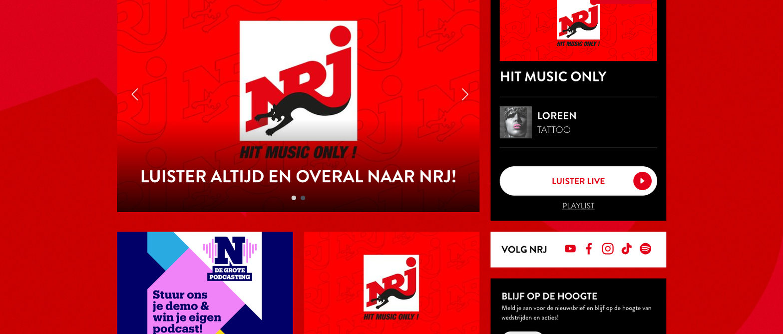 NRJ - Mediahuis website screenshot
