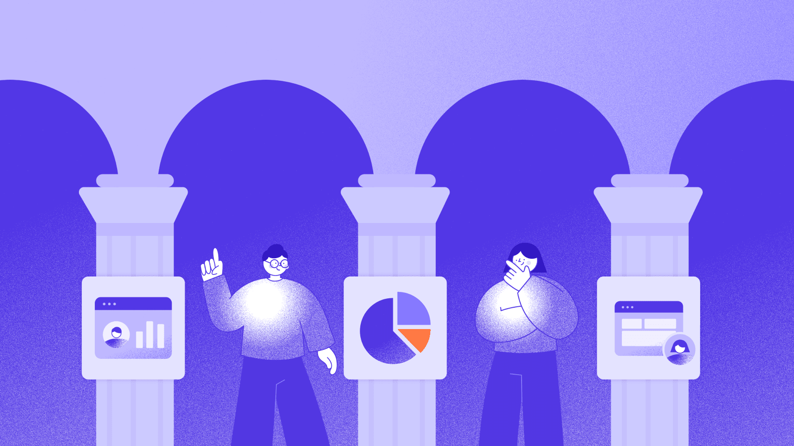 Illustration of the three pillars of an adaptive website—visitor segments, customer data, and adaptive content—highlighting the foundation of website personalization.