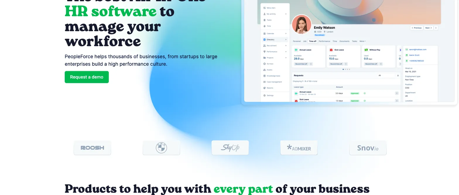 PeopleForce website screenshot