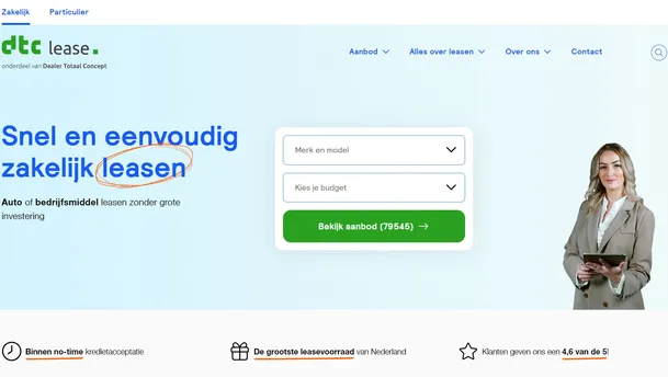 DTC Lease website screenshot