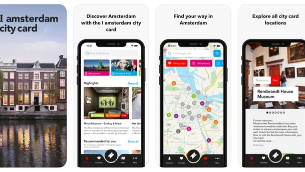 Iamsterdam city card mobile app screenshots