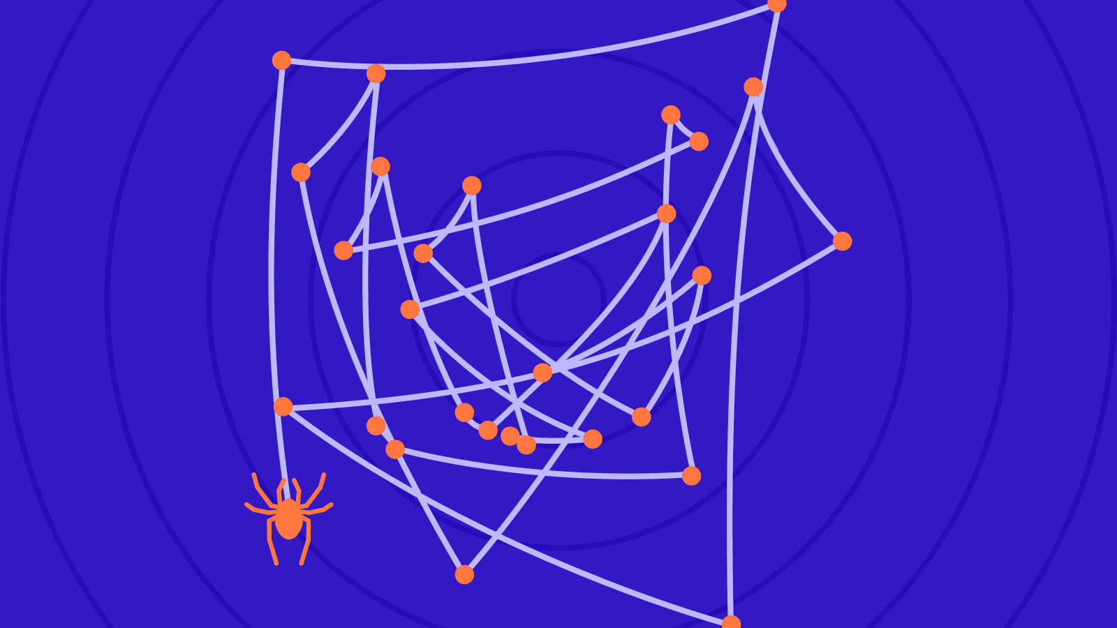 Illustration of a spider web with connected nodes, symbolizing the complex and non-linear modern B2B buyer journey beyond the traditional funnel.
