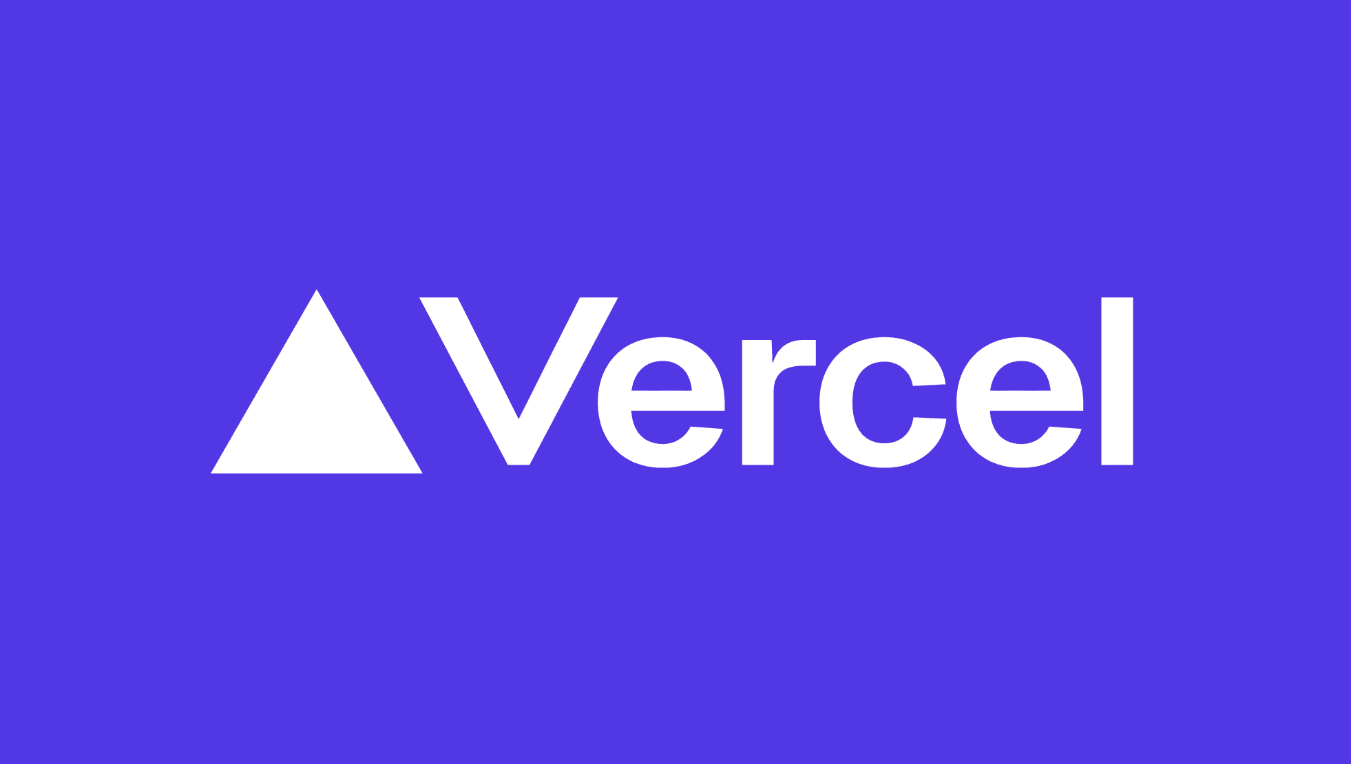 Vercel: a simple brand graphic featuring the Vercel logo—a white, filled upright triangular icon—on a solid purple background, with the word “Vercel” in large white sans-serif lettering.