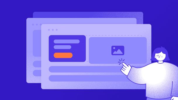 Illustration of a B2B landing page with CTA and visuals, representing best practices for lead generation and website optimization.