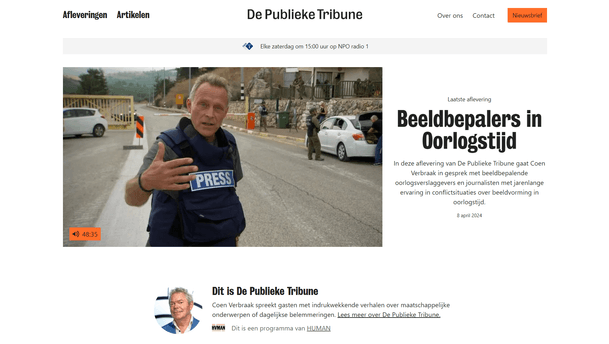 De publieke tribune website screenshot
