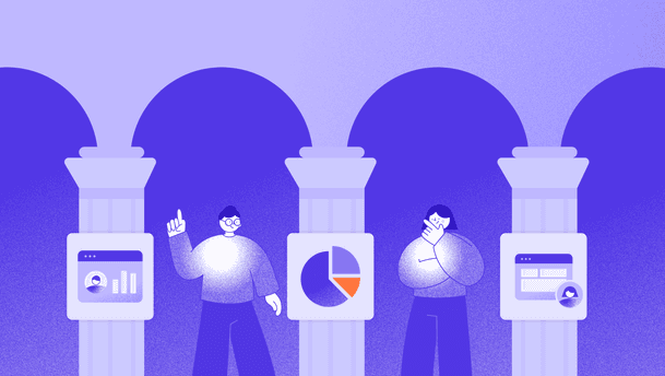 Illustration of the three pillars of an adaptive website—visitor segments, customer data, and adaptive content—highlighting the foundation of website personalization.