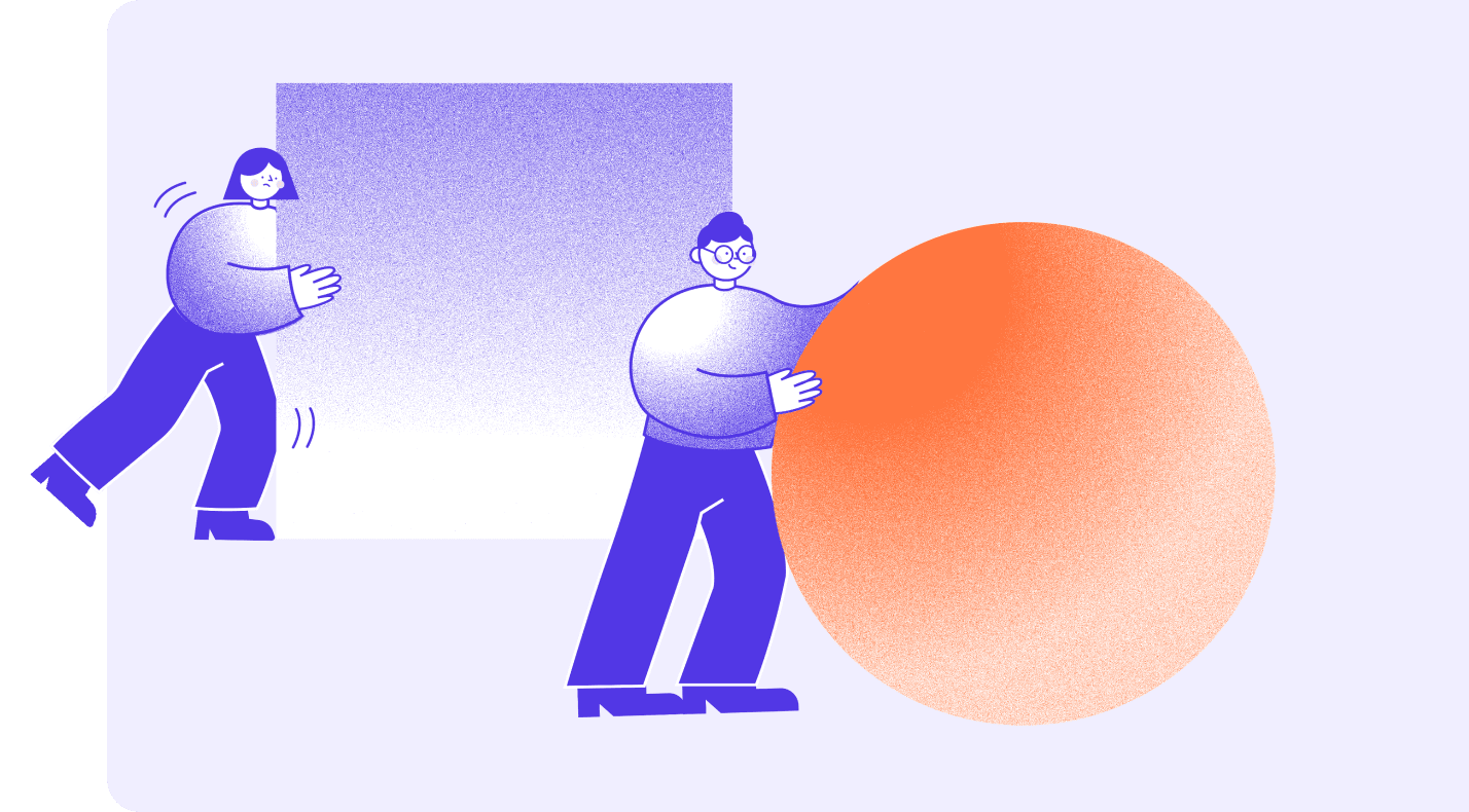 Competitive Edge illustration - Two people pushing objects
