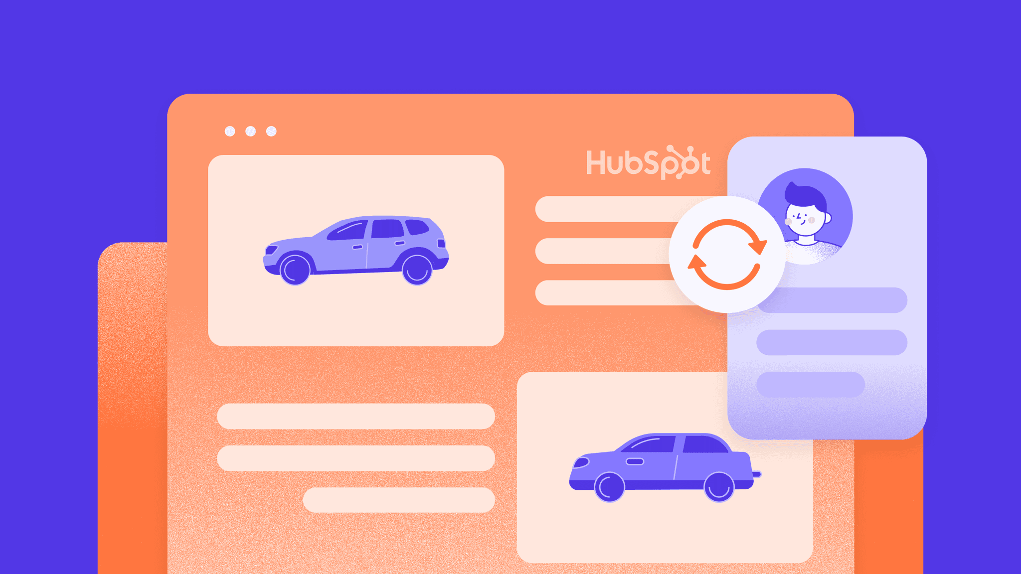 Illustration of HubSpot CRM integration with Prepr’s data-driven headless CMS, showing synchronized customer data and personalized B2B website experiences.