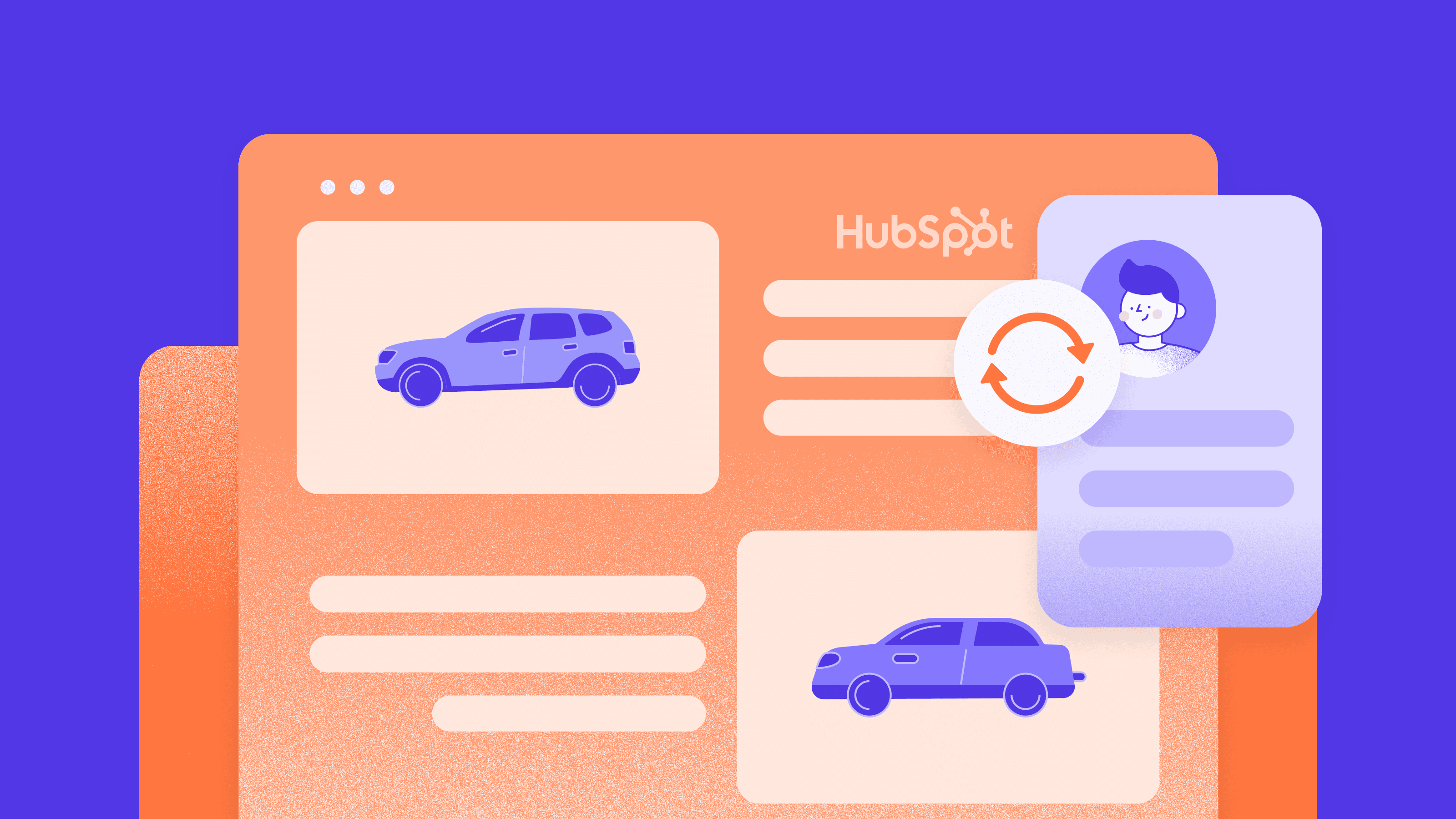 Illustration of HubSpot CRM integration with Prepr’s data-driven headless CMS, showing synchronized customer data and personalized B2B website experiences.