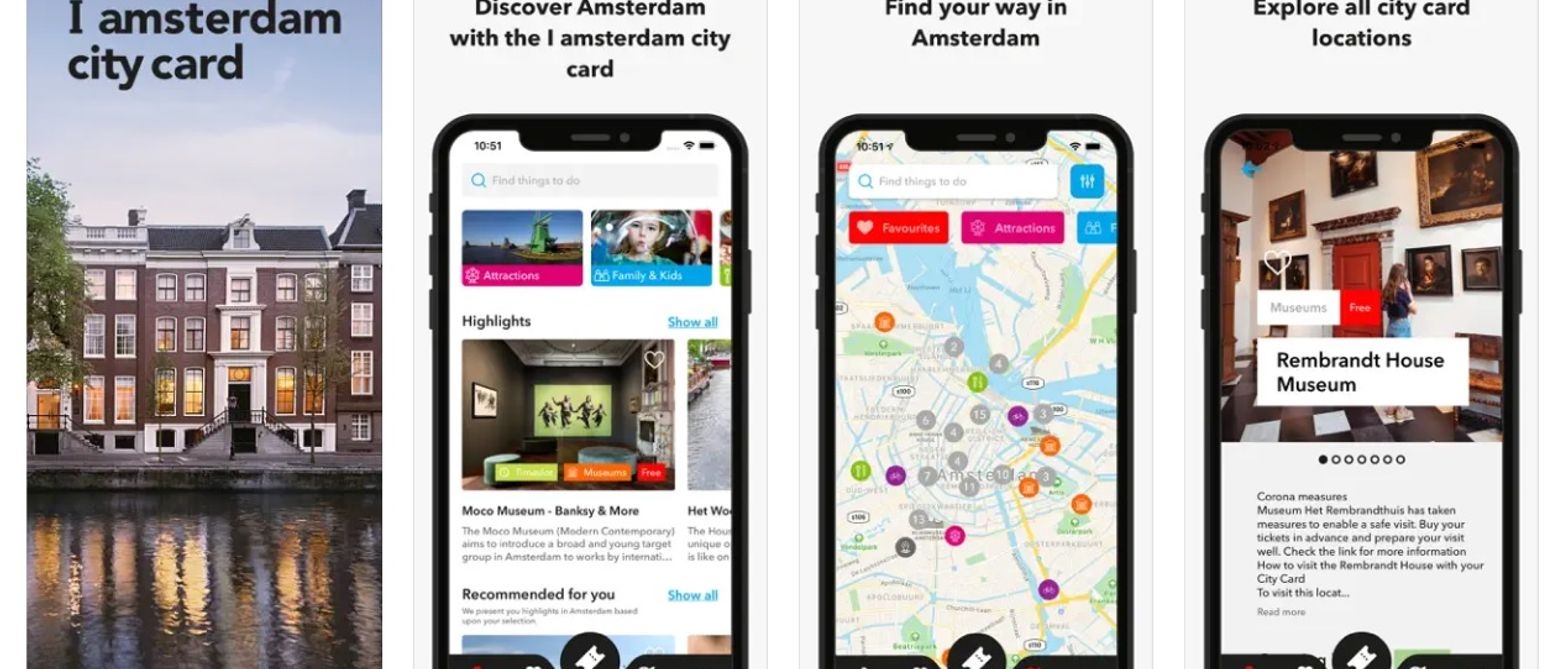 Iamsterdam city card mobile app screenshots