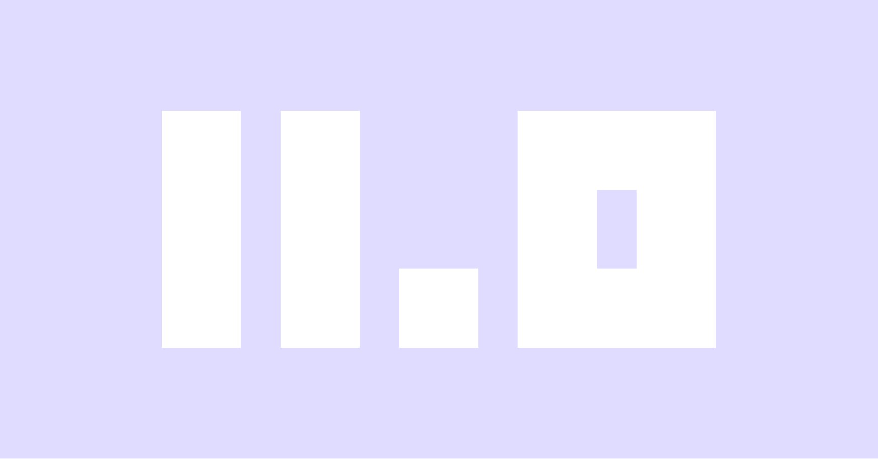 Prepr CMS marketing illustration: a minimalist flat-design image on a pale lavender background featuring four white geometric shapes in a row, including two tall vertical rectangles, a shorter squat rectangle, and a large white square with a central vertical window cut-out.
